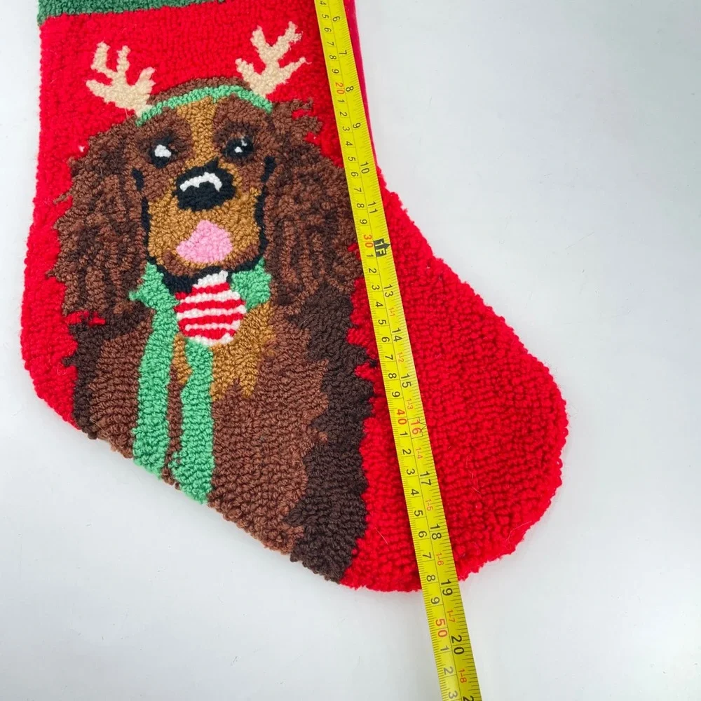 C&F Home Holiday‎ hooked wool Christmas stocking Boykin Spaniel reindeer antlers